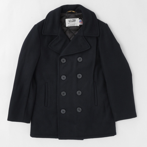 売り最安価格 ★SCHOTT Pコート★ショット USA製 U.S740N★メンズ 38 黒 10ボタン M相当 米軍★美品